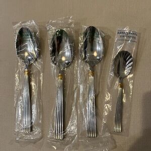 Reed and Barton Golden Crescendo Stainless serving spoons and sugar shell spoon